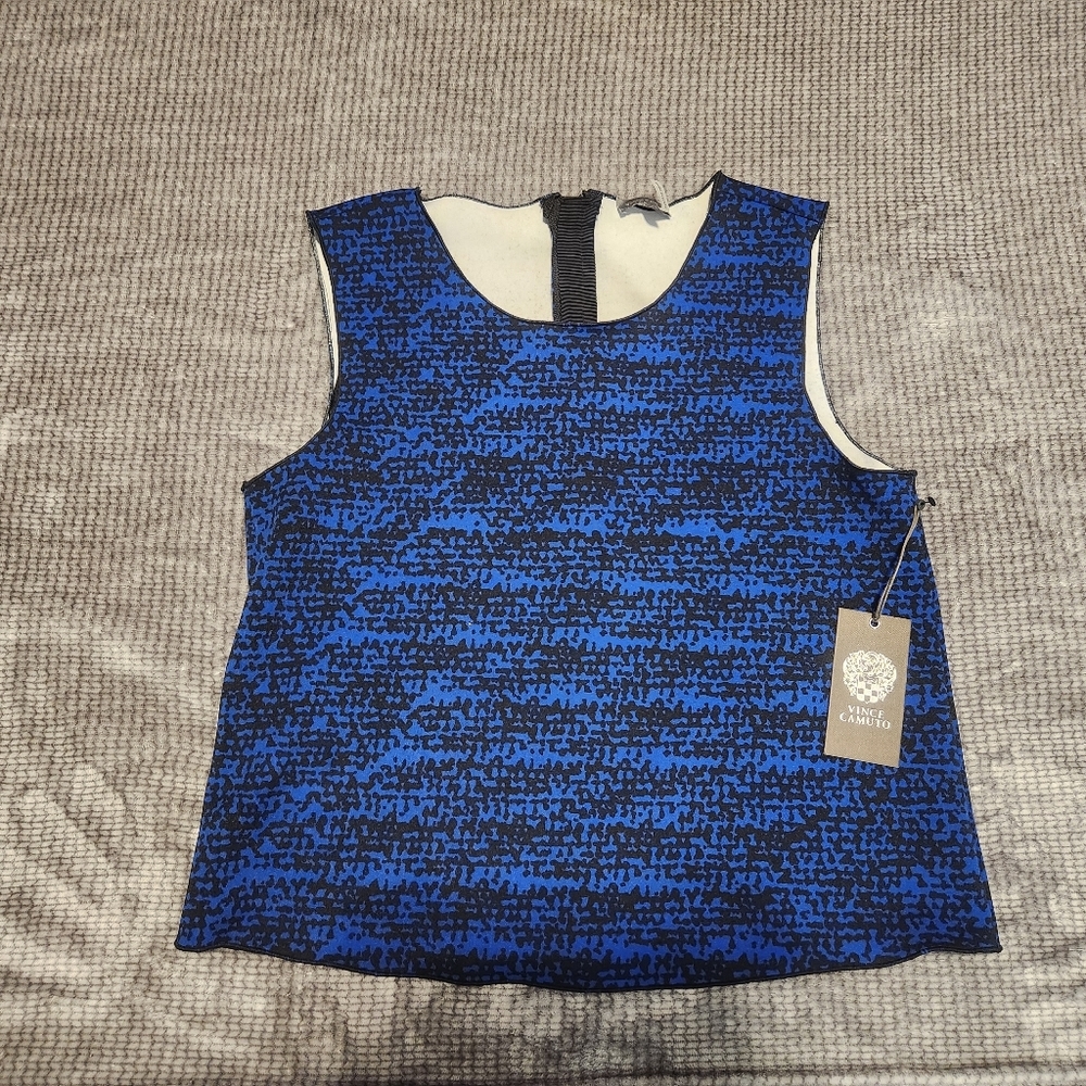 New! Vince Camuto Blue and Black Sleeveless TopS Size XS